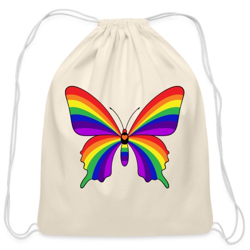 Rainbow Butterfly - Cotton Drawstring Bag