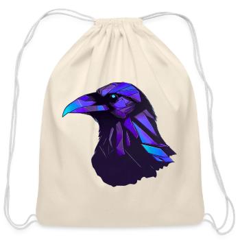 Geometric Raven - Cotton Drawstring Bag - natural - Front