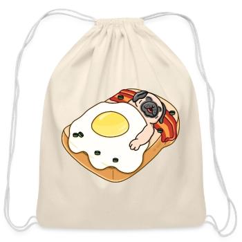 Sleeping Pug - Cotton Drawstring Bag - natural - Front