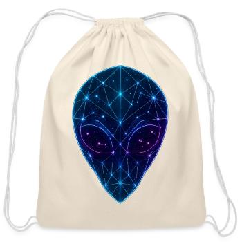 Neon Geometric Alien Face - Cotton Drawstring Bag - natural - Front