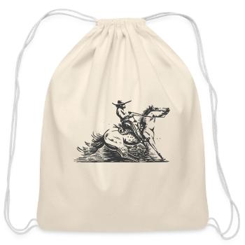 Mexican cowboy drawing riding latin cowboy - Cotton Drawstring Bag - natural - Front