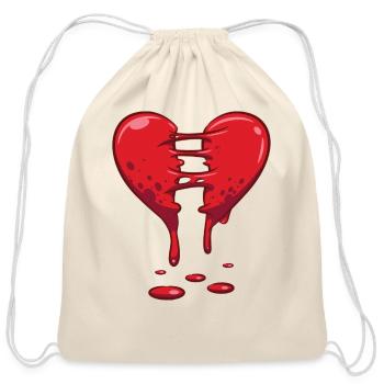 Dripping Broken Heart Valentines Funny Love - Cotton Drawstring Bag - natural - Front