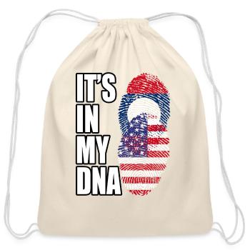 Laotian And American Mix Heritage DNA Flag - Cotton Drawstring Bag - natural - Front