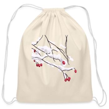 Winter berries Snowy Branches - Cotton Drawstring Bag - natural - Front