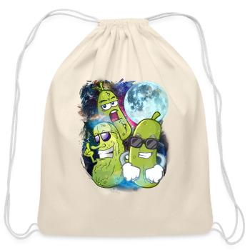 3 moon pickles Funny Dill Cucumber Wearing Shades - Cotton Drawstring Bag - natural - Front