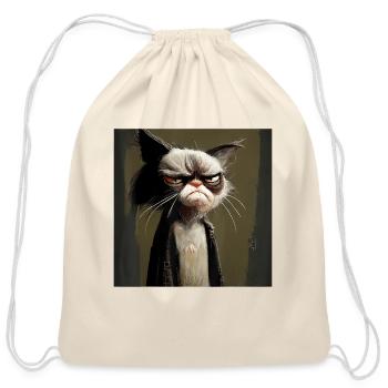 Meh Cat Shirt for Cat Lovers T Shirt - Cotton Drawstring Bag - natural - Front