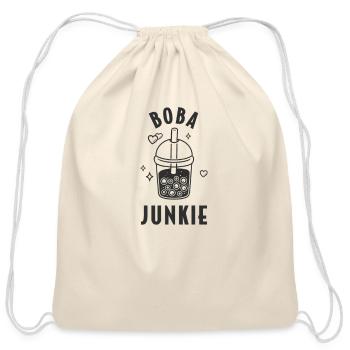 Bubble Tea Junkie, Bubble Tea Lover - Cotton Drawstring Bag - natural - Front