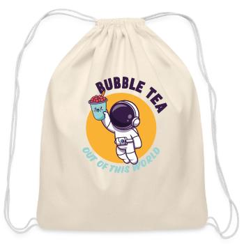 Bubble Tea Junkie, Bubble Tea Lover - Cotton Drawstring Bag - natural - Front