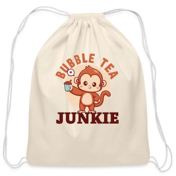Bubble Tea Junkie, Bubble Tea Lover - Cotton Drawstring Bag - natural - Front