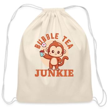 Bubble Tea Junkie, Bubble Tea Lover - Cotton Drawstring Bag - natural - Front