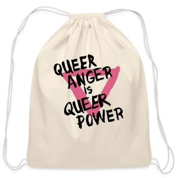 Queer anger is queer power - Cotton Drawstring Bag - natural - Front