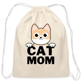 Funny Cat Mom - Cotton Drawstring Bag - natural - Front