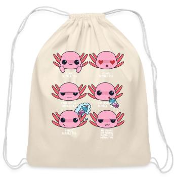 Axolotl And Bubble Tea - Cotton Drawstring Bag - natural - Front