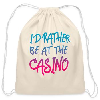 I'D Rather Be At The Casino - Cotton Drawstring Bag - natural - Front