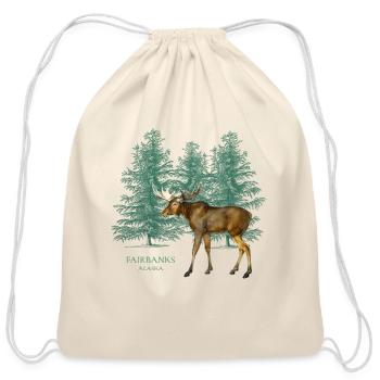 Fairban Alaa Moose Trees-Look - Cotton Drawstring Bag - natural - Front