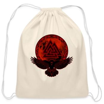 Viking Raven Viking Raven Moon and Valknut Symbol - Cotton Drawstring Bag - natural - Front