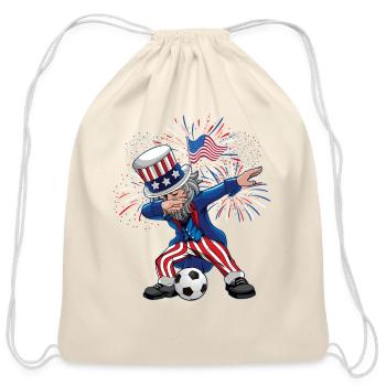 Dabbing Uncle Sam Soccer Ball Indepedence - Cotton Drawstring Bag - natural - Front