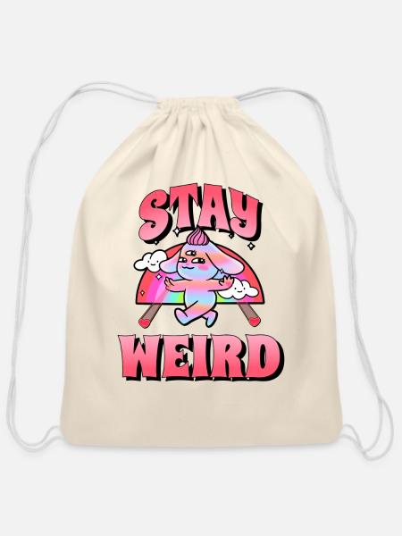 Stay Weird yellow - Cotton Drawstring Bag - natural