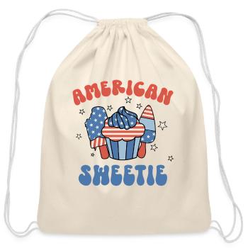 American Sweetie Popsicle 4Th Of July Retro Groovy - Cotton Drawstring Bag - natural - Front