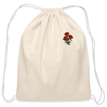 Red Flowers Patch Humor Vintage Floral Roses Pun - Cotton Drawstring Bag - natural - Front