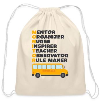 School Bus Monitor Bus Aide Attendant Student - Cotton Drawstring Bag - natural - Front