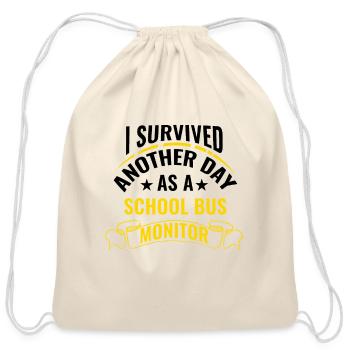 School Bus Monitor Bus Aide Attendant Student - Cotton Drawstring Bag - natural - Front