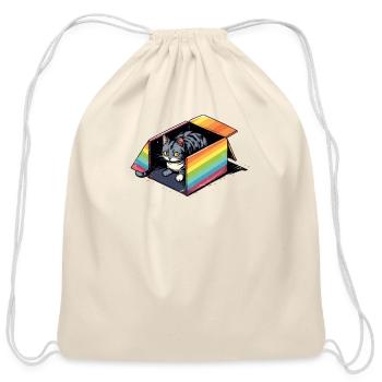 Cute LGBT Cat Lover Rainbow Kitty Transgender Pun - Cotton Drawstring Bag - natural - Front