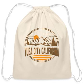 Yuba City California Moain Hiking Print - Cotton Drawstring Bag - natural - Front