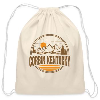 Corbin Kentucky Moain Hiking Print - Cotton Drawstring Bag - natural - Front