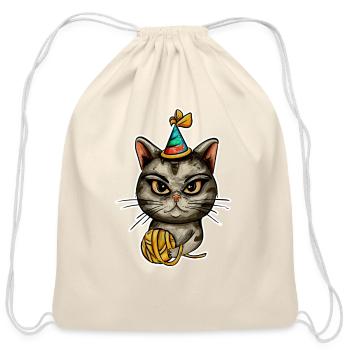 Shorthair cat, Funny Cat - Cotton Drawstring Bag - natural - Front