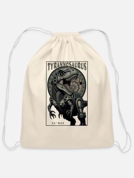 tyrannosaurus - Cotton Drawstring Bag - natural