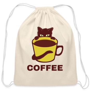 Black cat - Cotton Drawstring Bag - natural - Front