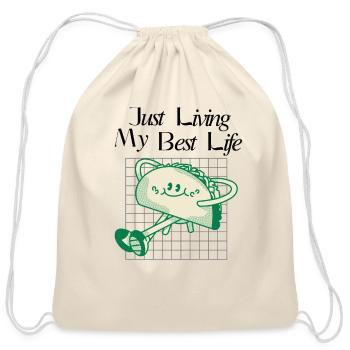 Just Living My Best Life, Funny Tacos - Cotton Drawstring Bag - natural - Front