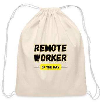 Remote worker of the day - Cotton Drawstring Bag - natural - Front