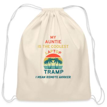 My auntie is the coolest remote worker - Cotton Drawstring Bag - natural - Front