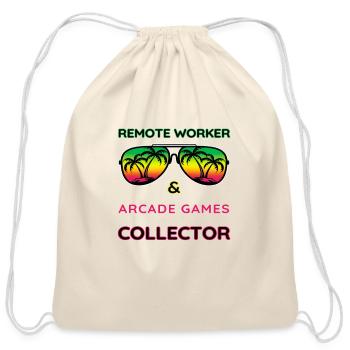 Remote worker and arcade games collector - Cotton Drawstring Bag - natural - Front