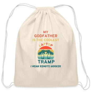 My godfather is the coolest remote worker - Cotton Drawstring Bag - natural - Front