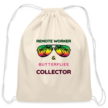 Remote worker and butterflies collector - Cotton Drawstring Bag - natural - Front