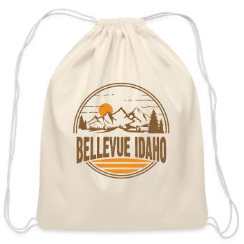 Bellevue Idaho Moain Hiking Print - Cotton Drawstring Bag - natural - Front