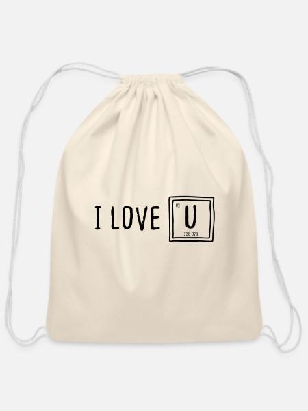 I Love You, Symbolizes uranium. - Cotton Drawstring Bag - natural