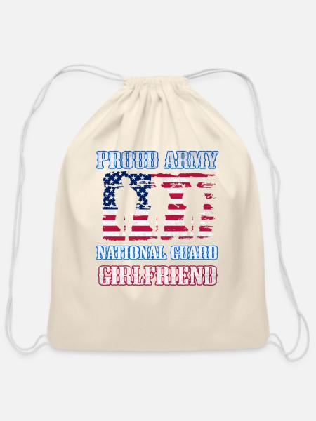Proud Army National Guard Girlfriend - Cotton Drawstring Bag - natural
