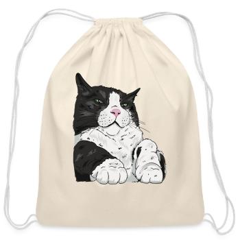 funny cat - Cotton Drawstring Bag - natural - Front