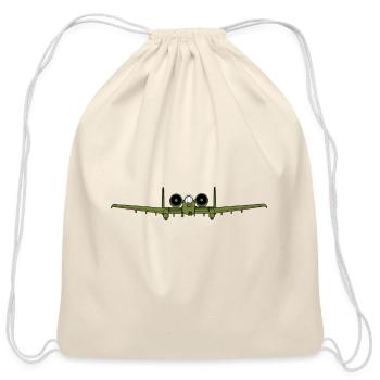 Retro Warplane A10 Thunderbolt Warthog Plane Fight - Cotton Drawstring Bag - natural - Front