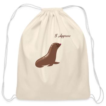 Seal Of Approval TShirt Funny Pun Marine I Approve - Cotton Drawstring Bag - natural - Front