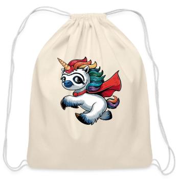 Funny Sloth Unicorn as Hero for a Superhero - Cotton Drawstring Bag - natural - Front