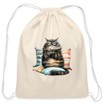 Funny Cat - Cotton Drawstring Bag - natural - Front