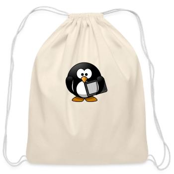Penguin Book Nerd Funny Geek Penguin Animal Lover - Cotton Drawstring Bag - natural - Front