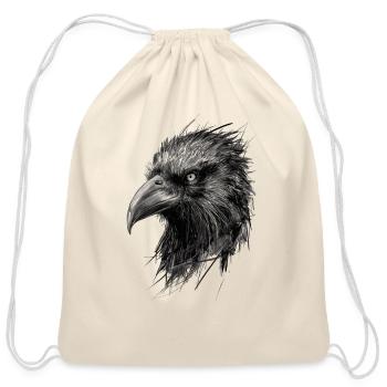 raven drawing abstract illustration raven art - Cotton Drawstring Bag - natural - Front