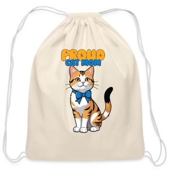 Proud Cat Mom Mama Orange Cat Tabby Pet Women Girl - Cotton Drawstring Bag - natural - Front