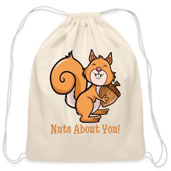 Surprised Squirrel - Cotton Drawstring Bag - natural - Front